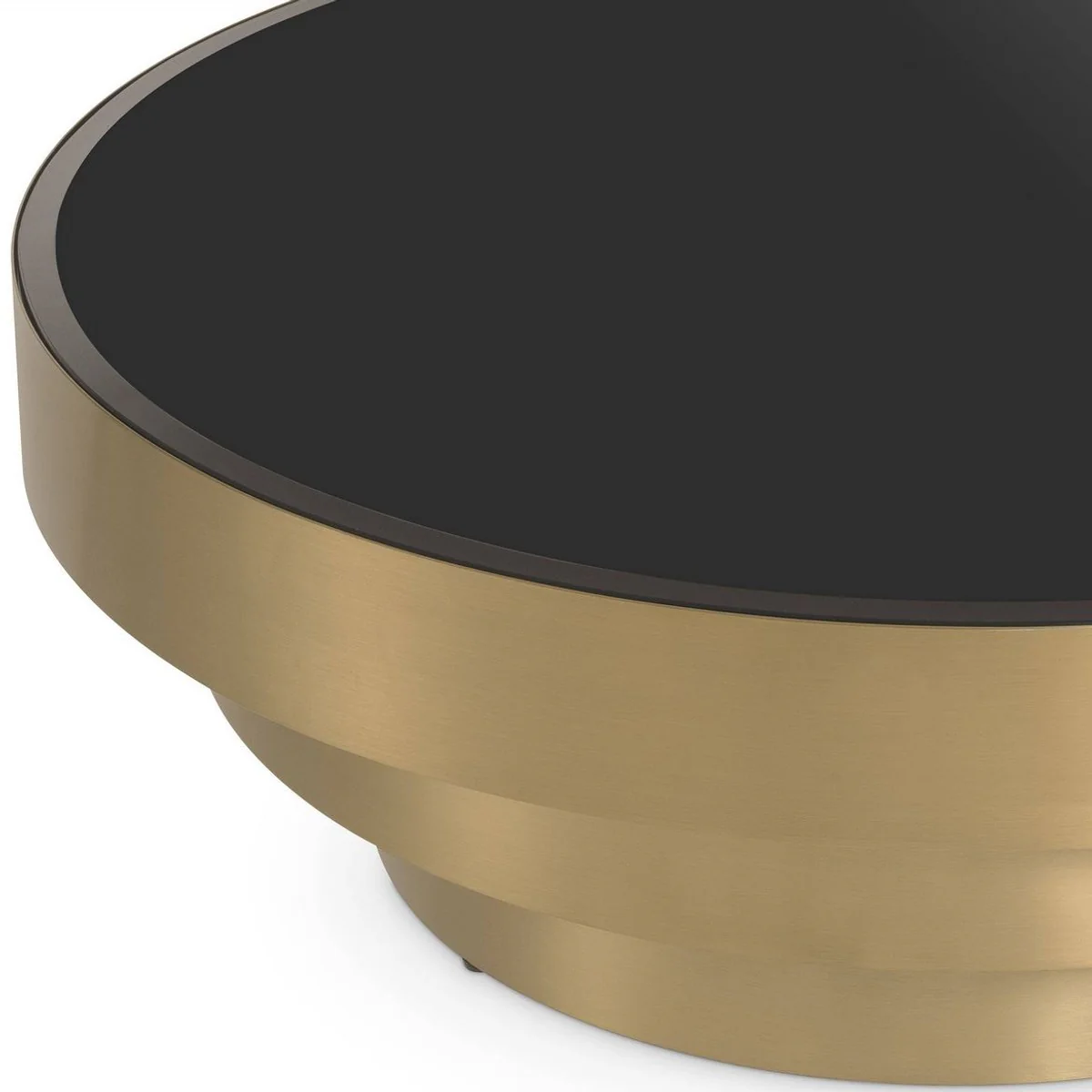 Luxury coffee table brass / black Ø 100 x H. 36 cm - Modern round stainless steel living room table with glass top - Living room furniture - Luxury furniture