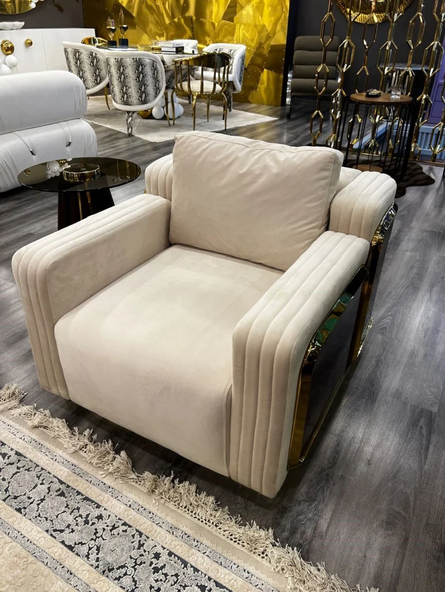 Luxury side table brown / gold Ø 50 x H. 60 cm - Round table with glass top - Living room furniture - Luxury furniture - Hotel furniture - Luxury collection