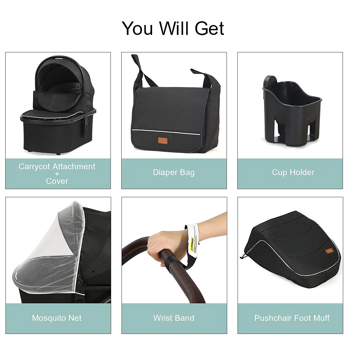 Kinderwagen für Neugeborene und Kleinkinder – Cynebaby 2-in-1 Hochformat, umwandelbar, umkehrbar, stoßfest, Stubenwagen, Kinderwagen, Kinderwagen, mit Getränkehalter, Fußsack und Wickeltasche (grün)