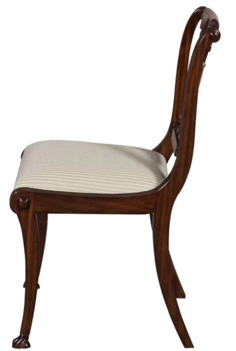 Luxury baroque dining room chair brown / gold 63 x 51 x H. 104 cm - dining room furniture