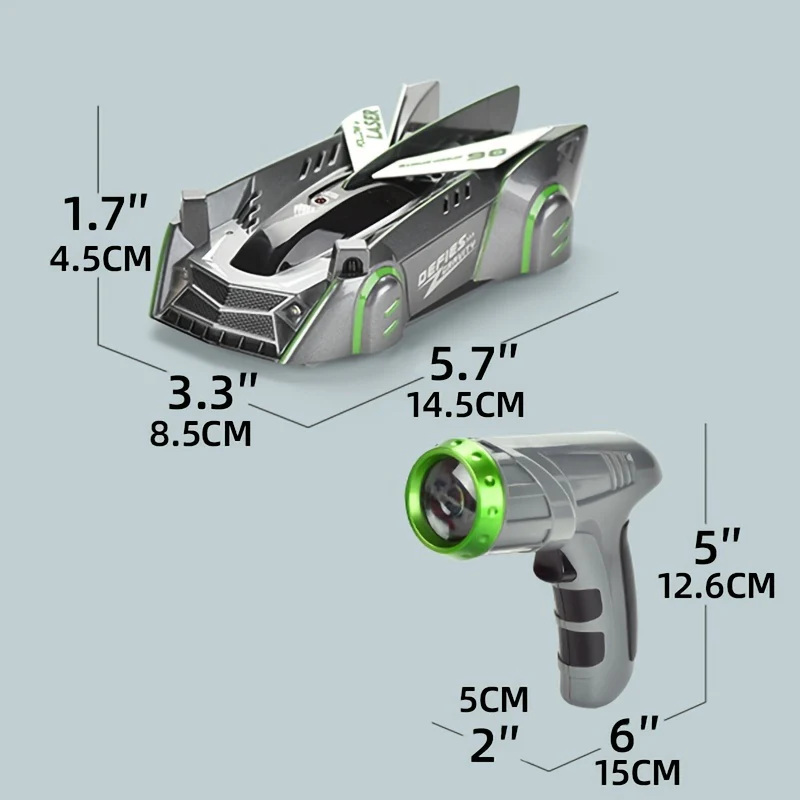 Lasergesteuertes Zero-Gravity-Stuntauto zum Klettern an der Wand – 360° drehbare Dual-Modi, LED-Leuchten und wiederaufladbare Batterien – perfektes Outdoor-Sportspielzeug und Geburtstagsgeschenke für Jungen und Mädchen!