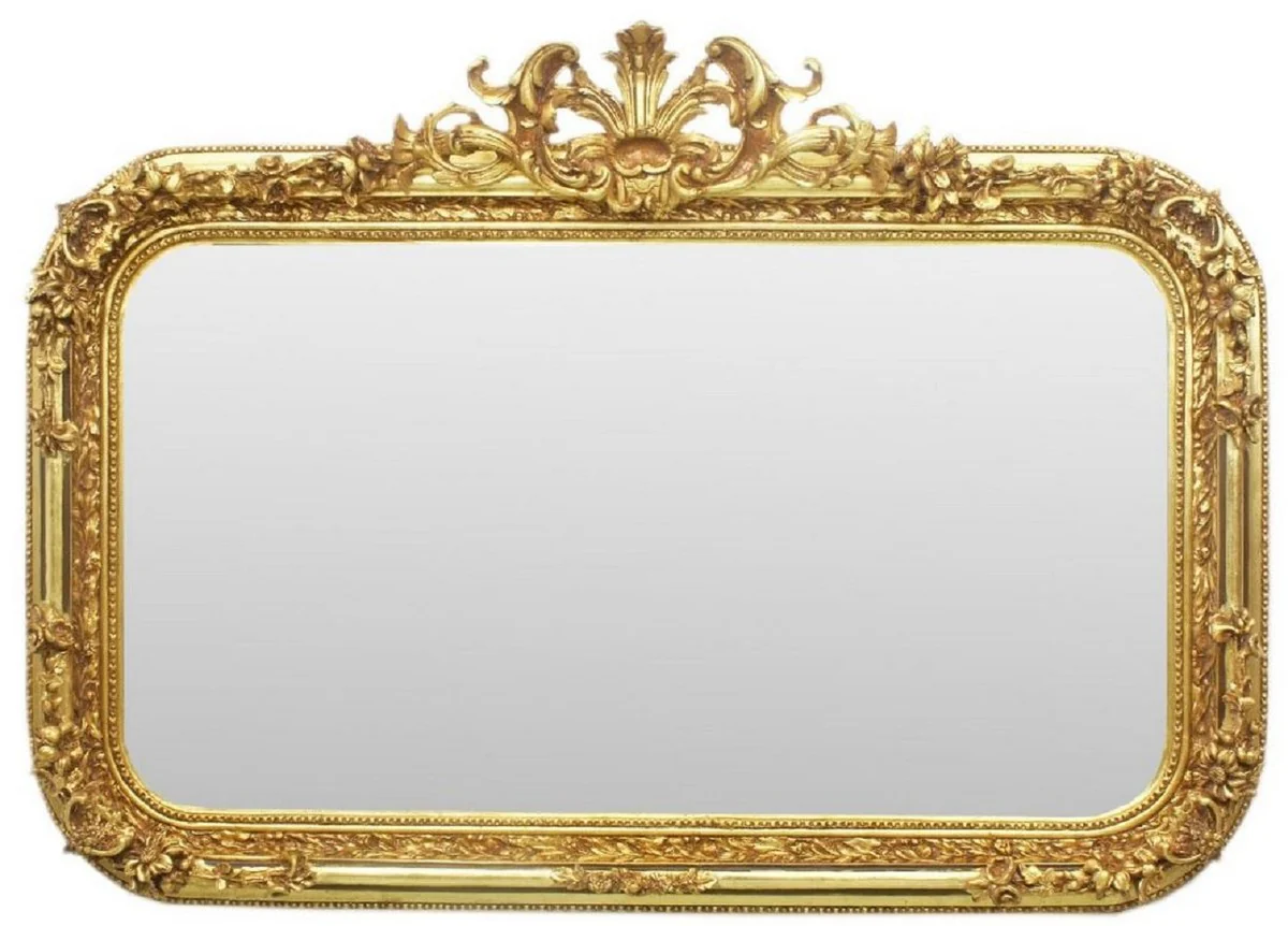 Baroque mirror gold 140 x H. 95 cm - handmade antique style wall mirror - cloakroom mirror - living room mirror - baroque furniture