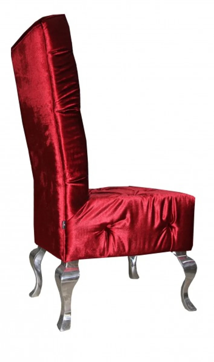 Baroque Dining Room Chair Bordeaux / Silver - Designer Chair - Luxury Quality High-Back Chair