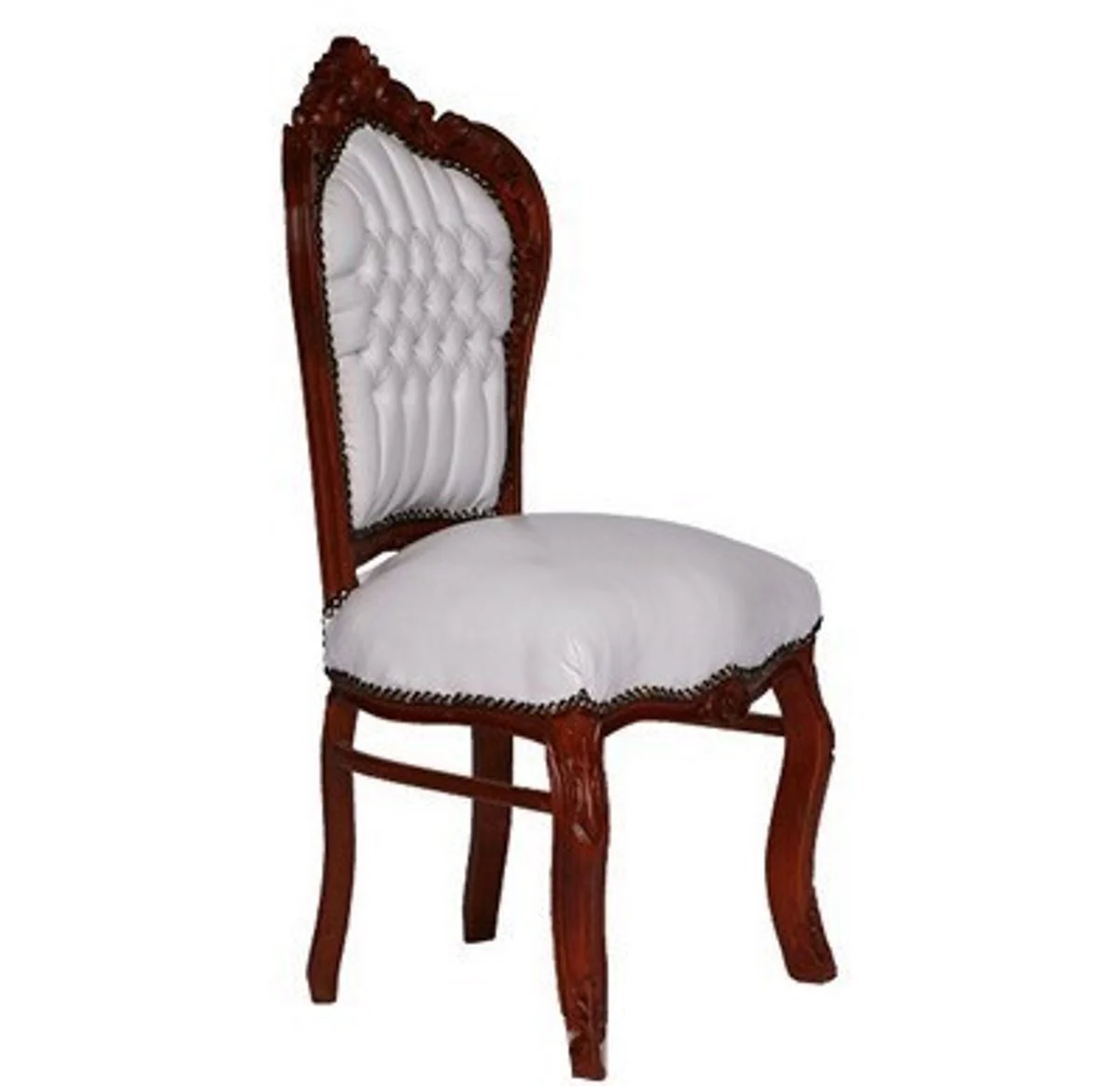 Baroque dining room chair white / brown leather look - Baroque furniture