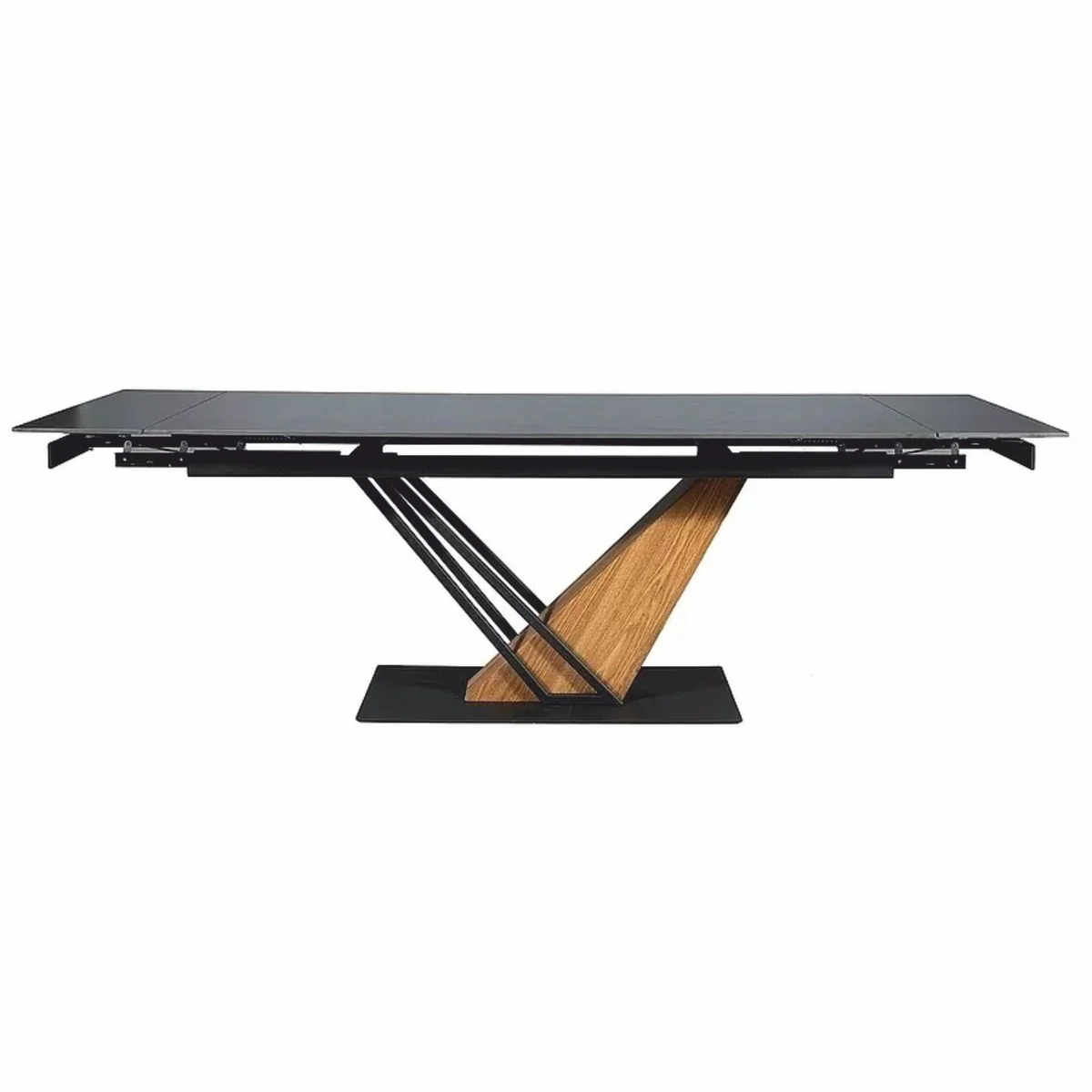 Designer dining table matt black / brown 160-220 cm - extendable kitchen table