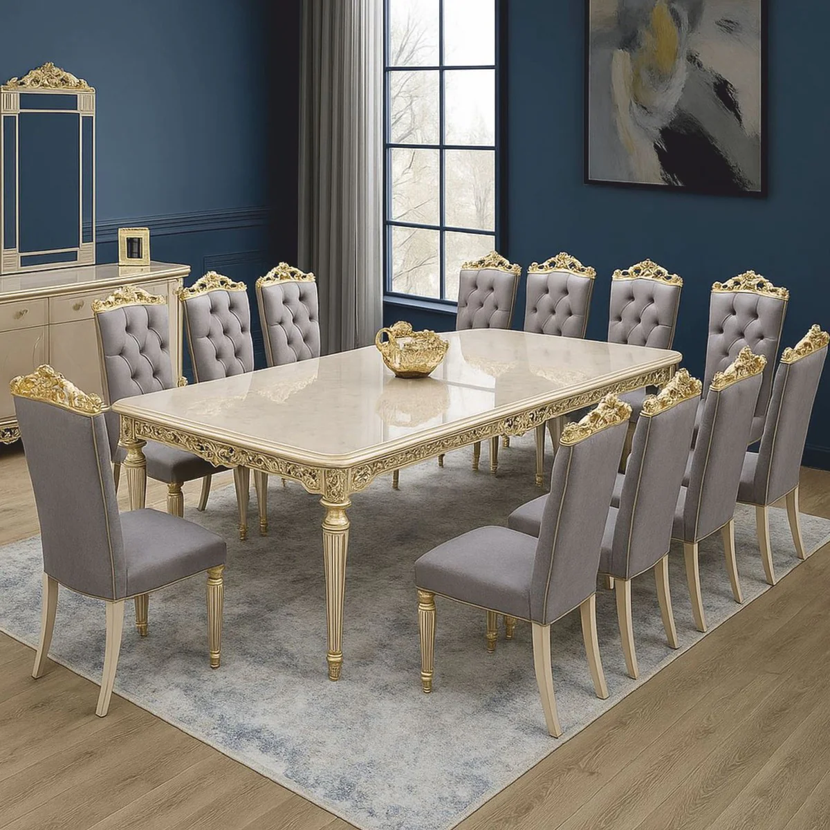 Luxury Baroque Dining Room Set - Magnificent Baroque dining table with 12 chairs