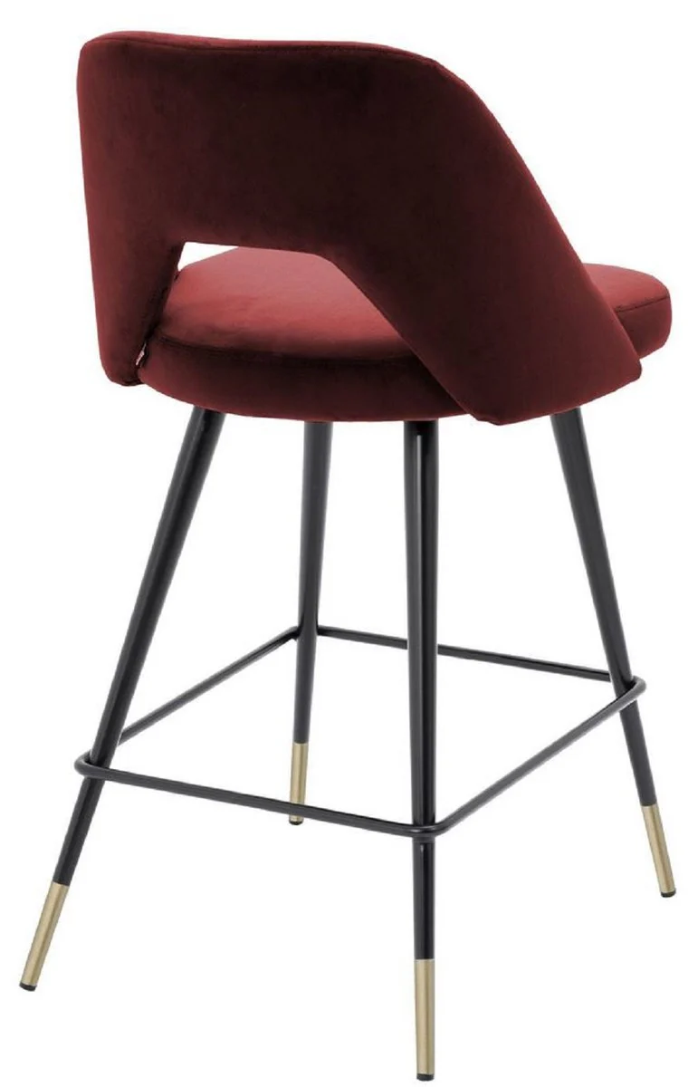 Luxury bar chair Bordeaux red / black / brass 50 x 50 x H. 90 cm - bar stool with backrest