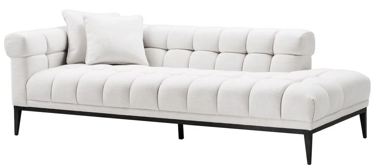 Luxury lounge sofa white / black 223 x 98 x H. 69 cm - left-sided living room sofa with 2 cushions - luxury quality