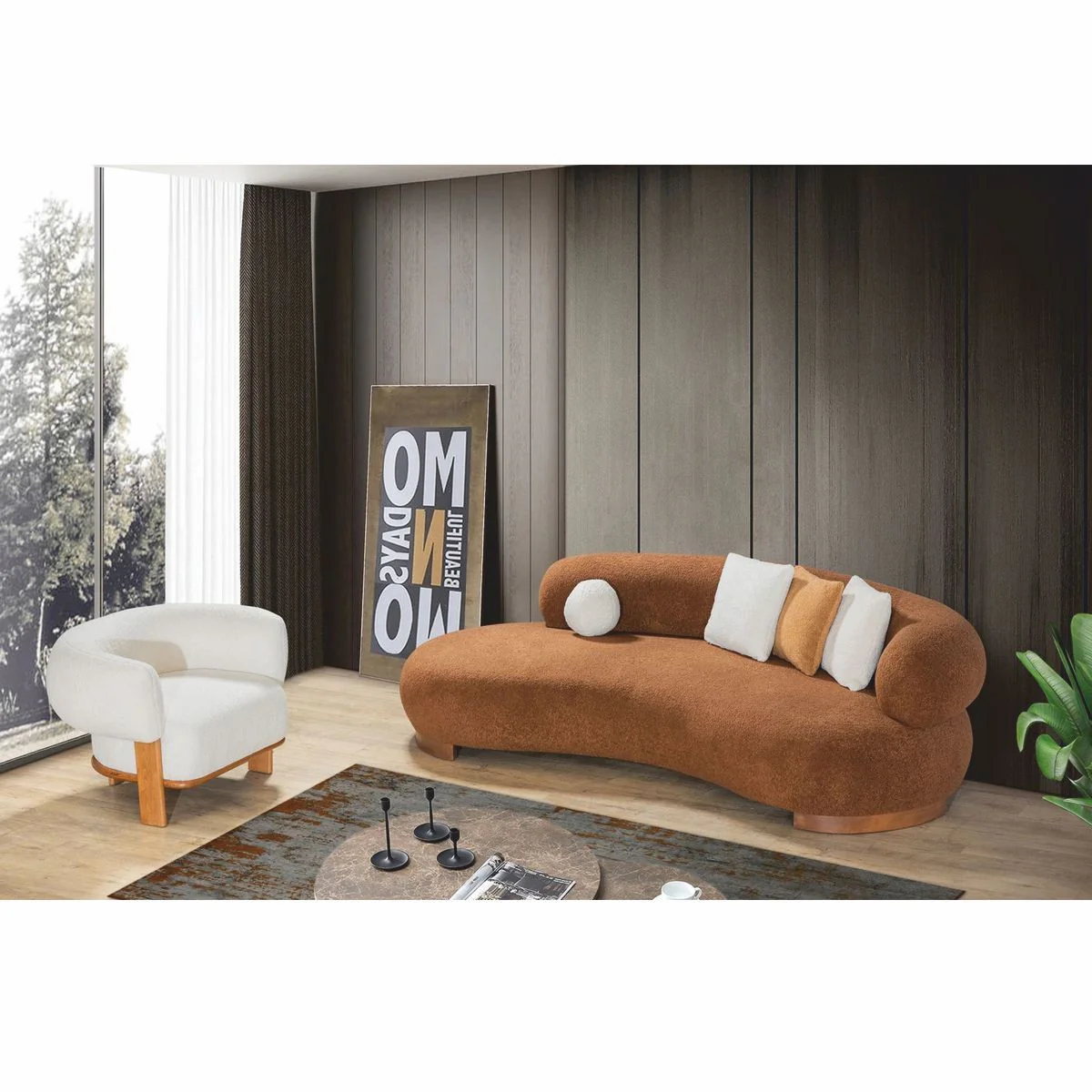 Luxury Sofa Brown 255 cm - Living Room & Hotel Furniture