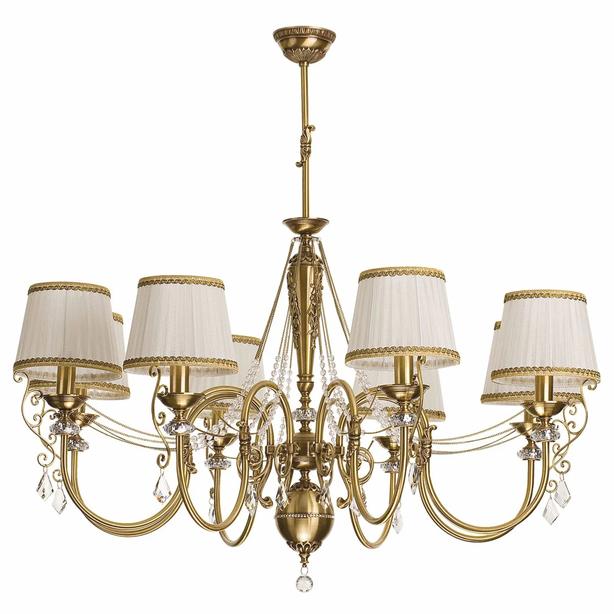 Luxury baroque crystal chandelier brass with patina / cream / gold Ø 110 x H. 80 cm