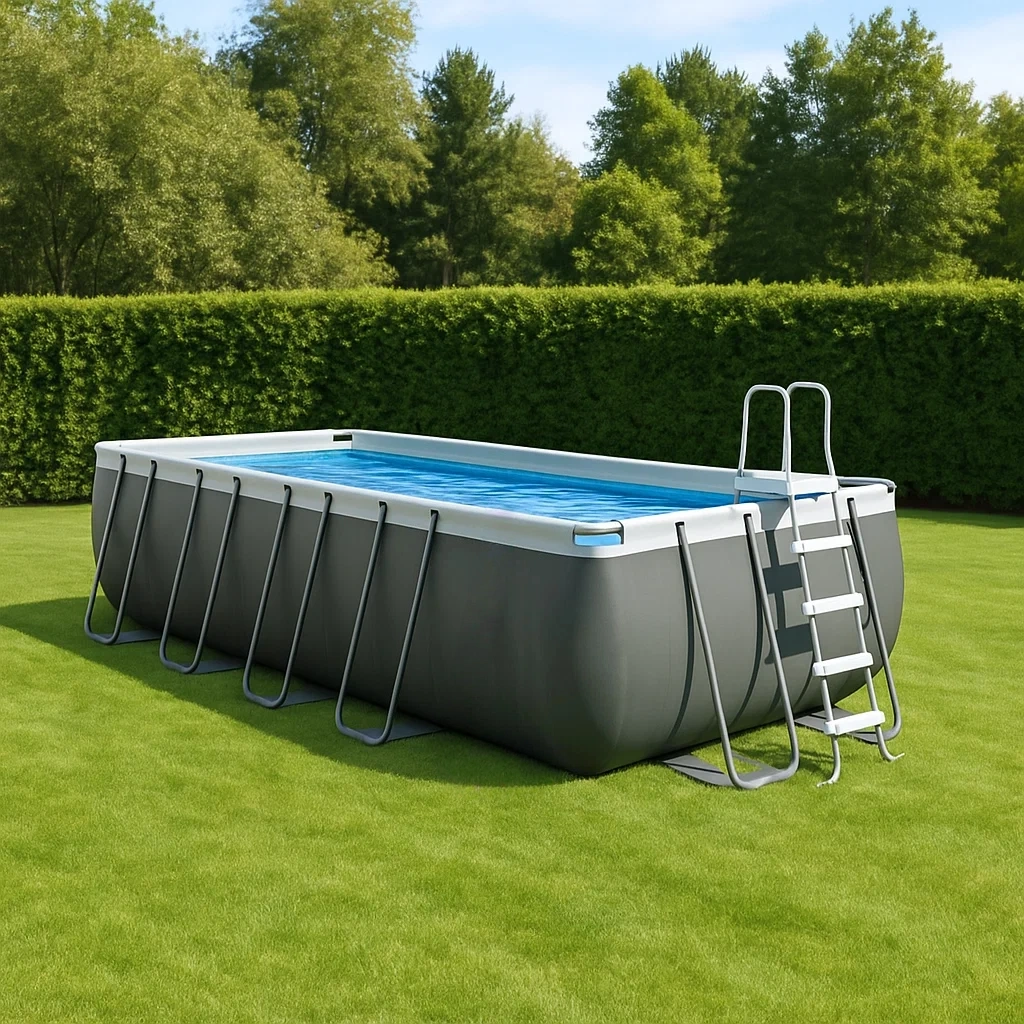 Schwimmbecken, weiß, PVC und Stahl, geeignet für den Garten, 732 x 366 x 132 cm