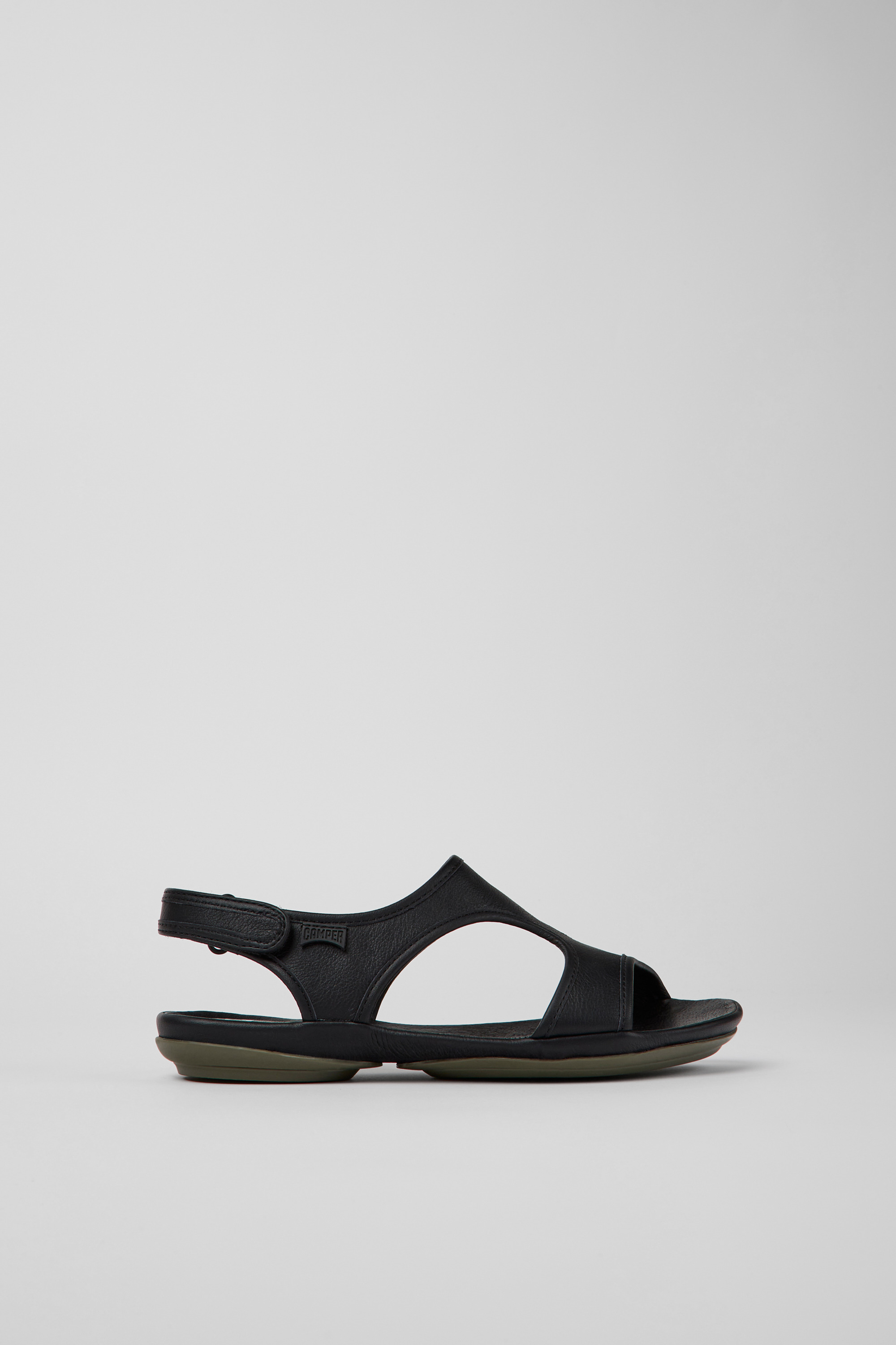 Rechts - Schwarze Leder Sandalen für Damen