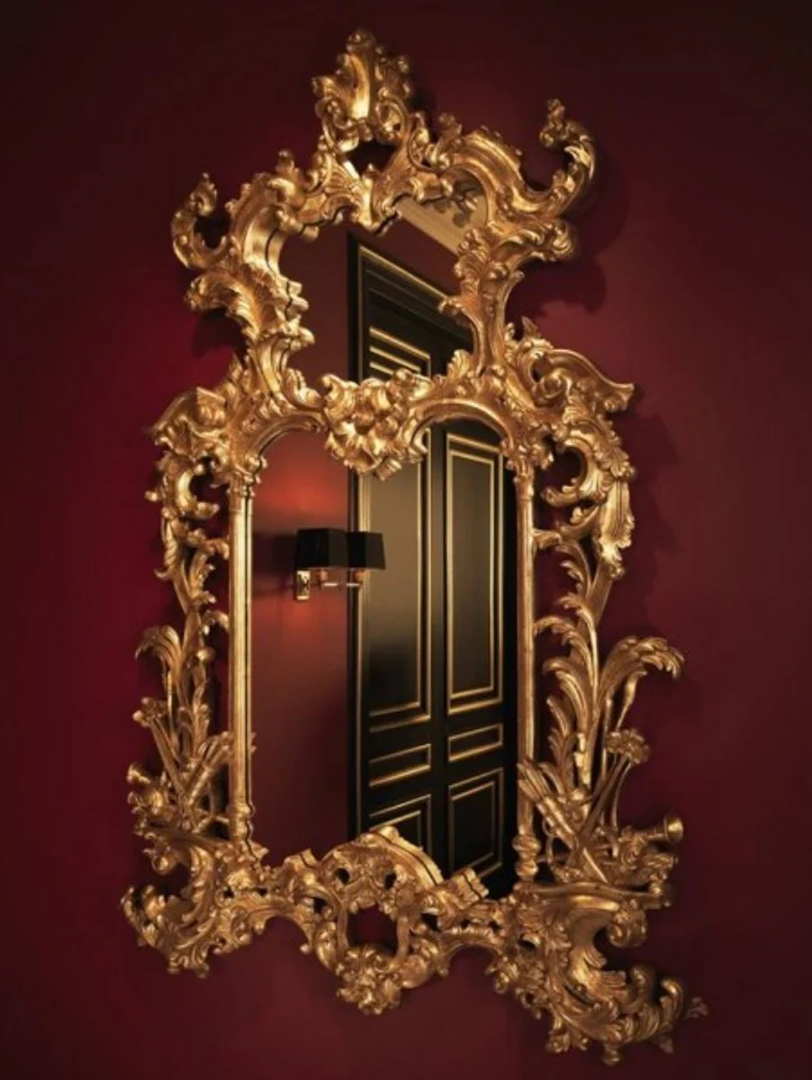 Luxury designer wall mirror gold leaf 124 x H 190 cm - noble & magnificent