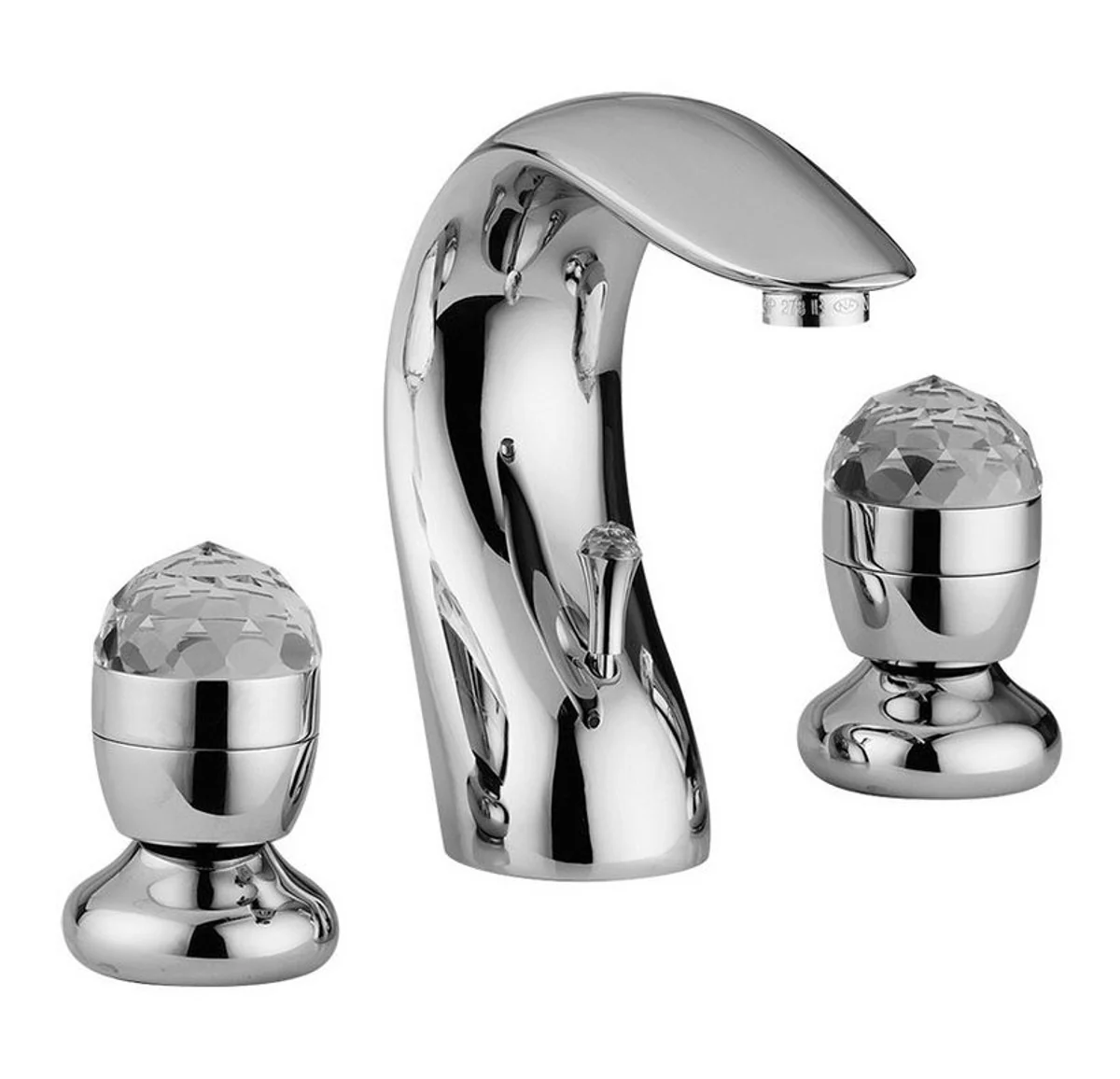 Luxury bathroom accessories - Art Nouveau retro washbasin tap three-hole mixer series Cristallo - Made in Italy