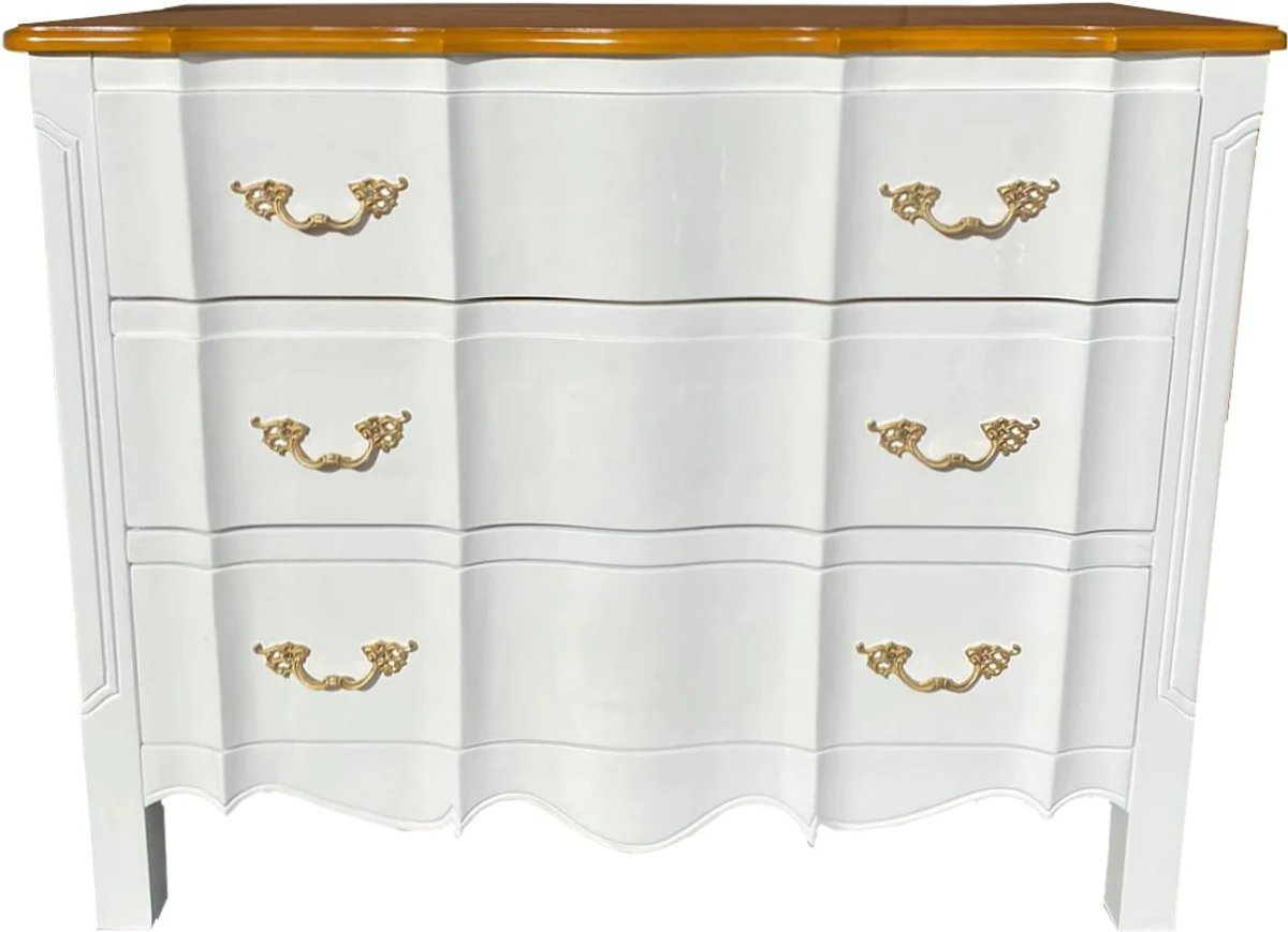 Luxury baroque chest of drawers white / wood colors with golden applications - furniture interior - handmade