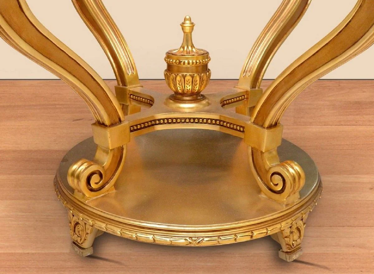 Baroque Conference Table Gold - Round Solid Wood Office Table with Glass Top - Baroque Office Furniture - Noble & Magnificent