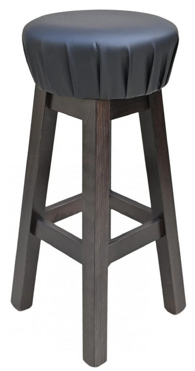Country house style bar stool black / dark brown H. 80 cm - padded solid wood bar chair