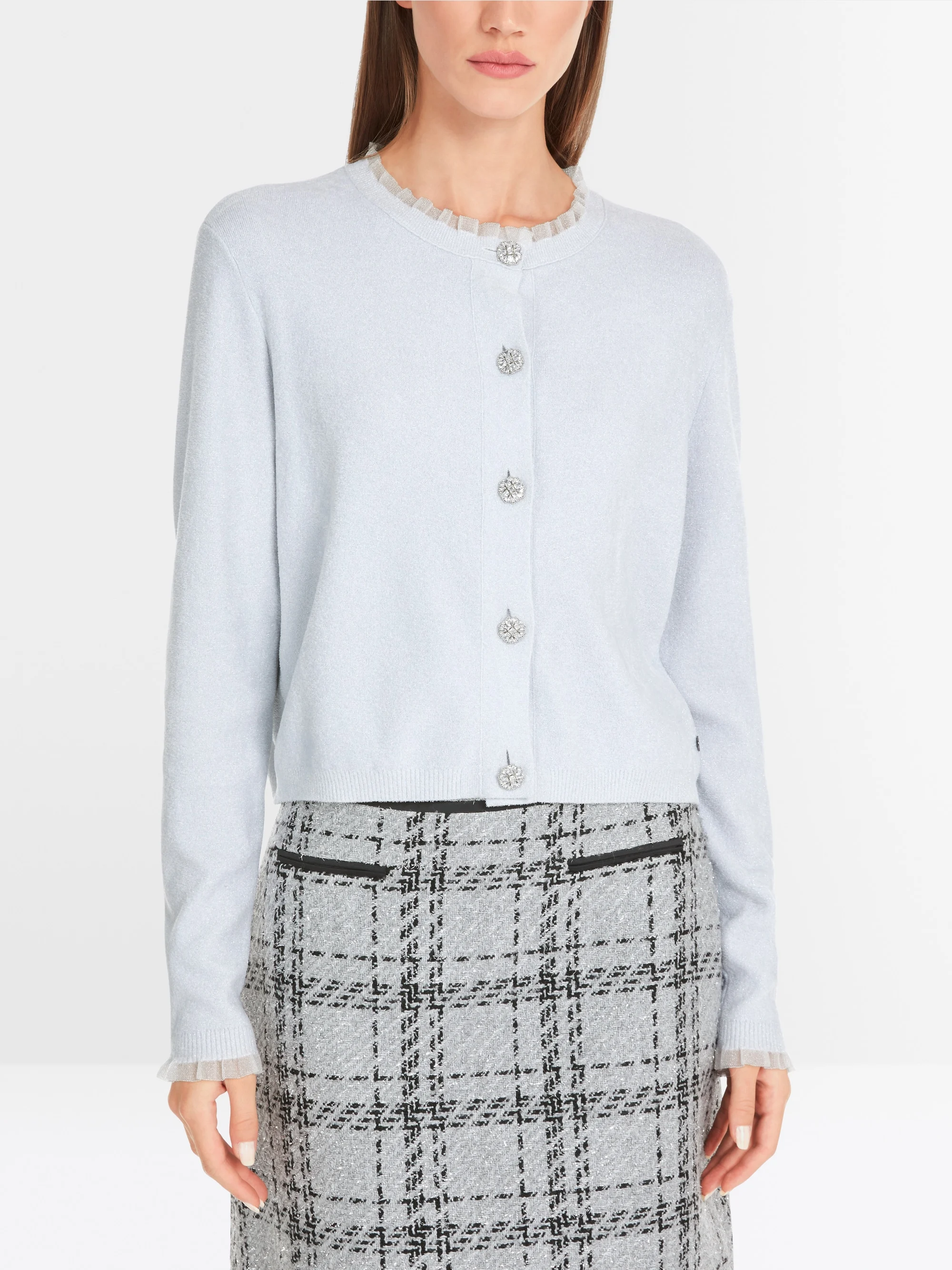 Marc-Cain Glitzer-Cardigan mit Rüschen