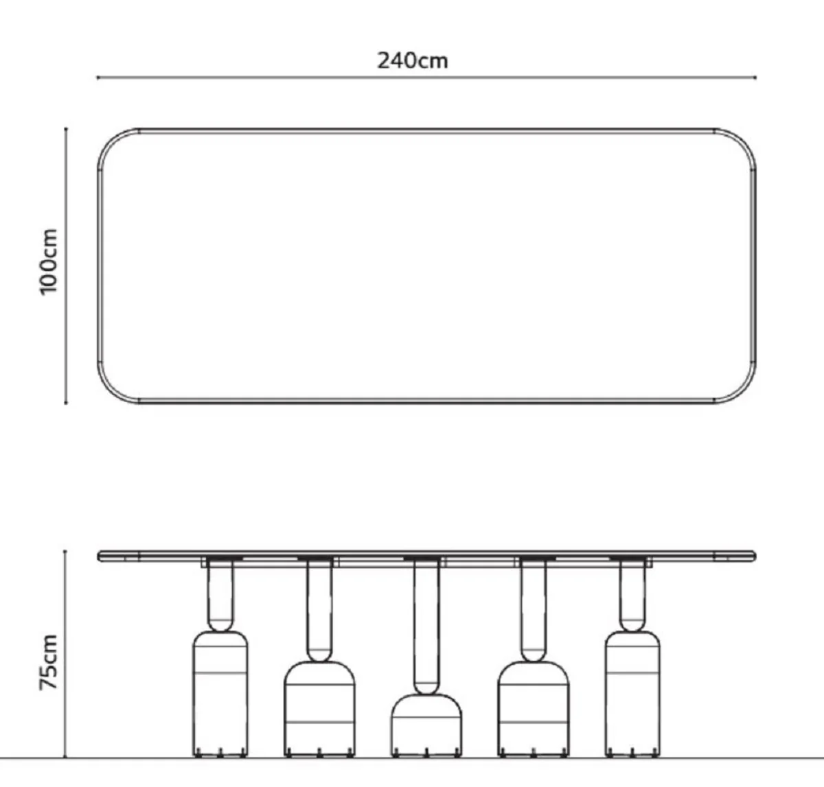 Luxury dining table with marble top black / bronze 240 cm - Luxury Hotel & Restaurant Furniture