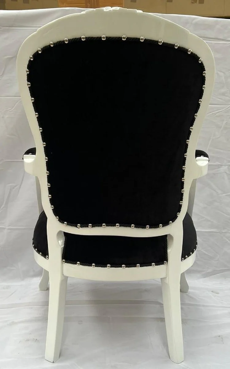 Luxury Baroque Salon Chair Black / Multicolored / White Elvis - Handcrafted Baroque Style Chair - Luxury Furniture in Baroque Style - Baroque Furniture - Noble & Magnificent