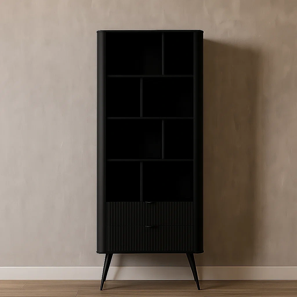 Bücherregal mit Schubladen – Schwarz – MDF und Melamin – Innenmaße: 88,2 × 38 × 193,85 cm – cgyzKKRsJnpu