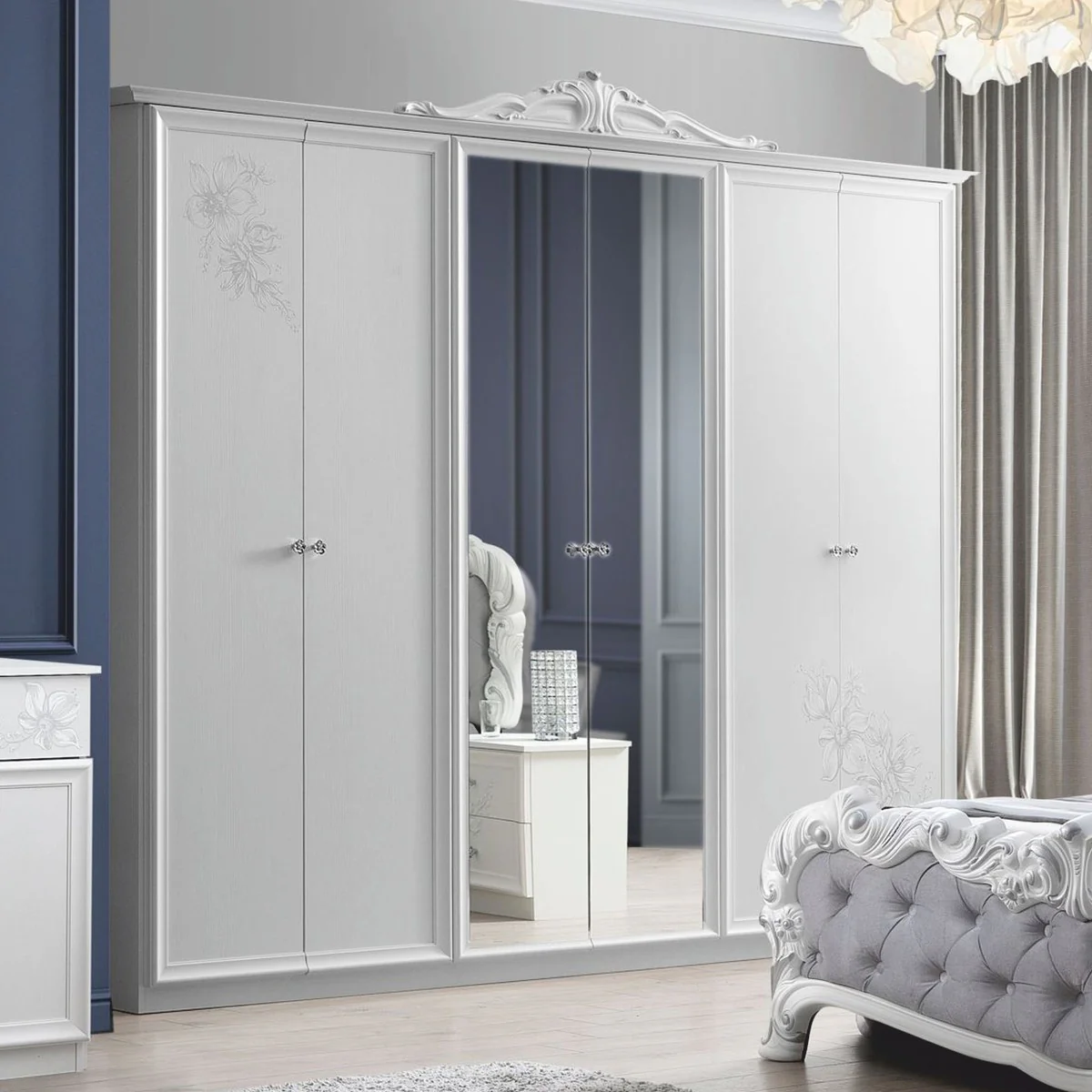 Luxus Barock Schlafzimmer Schrank Weiß 261 cm - Barock Schlafzimmer Möbel