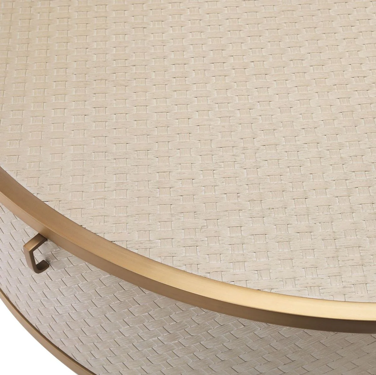 Luxury coffee table beige / brass Ø 100 x H. 40.5 cm - Round living room table with 2 drawers - Luxury living room furniture