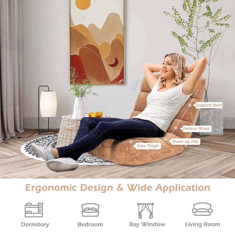 Memory Foam Floor Chair, 14-Position Adjustable Folding Gaming Sofa Chair with Back Support, Chaise Lounge Sofa Bed Recliner