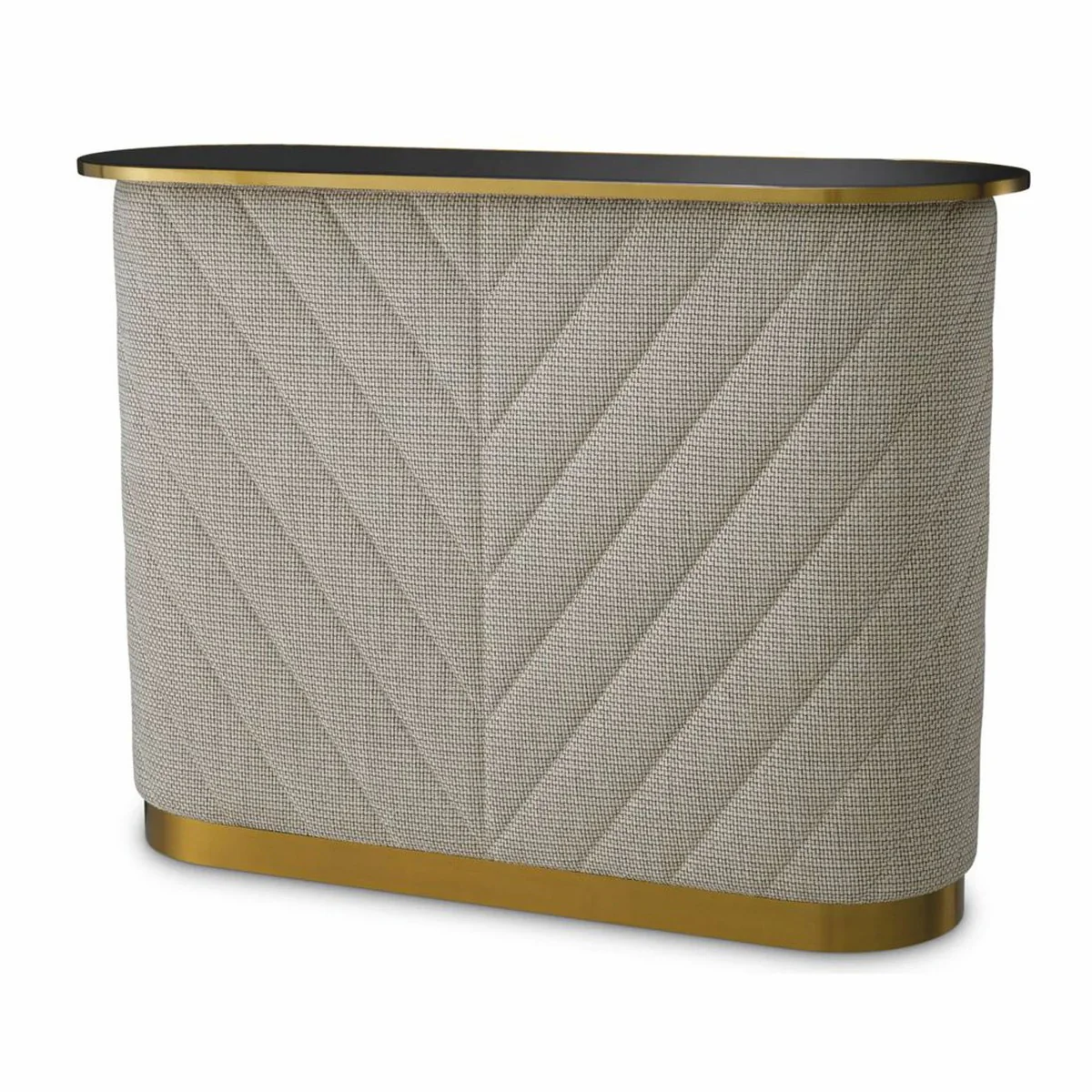 Luxus Bar Theke mit Glasplatte Cremeweiß / Schwarz / Messing 140 cm - Bar Möbel