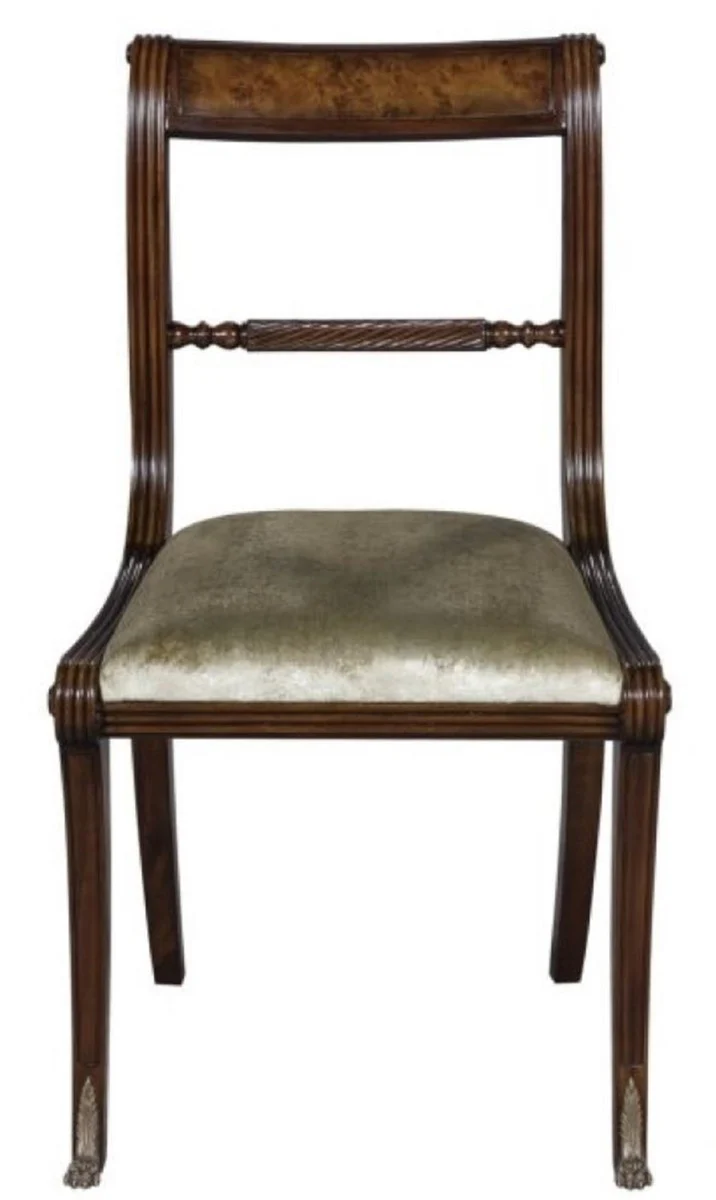 Luxury baroque dining room chair brown / gold 50 x 51 x H. 86 cm - luxury quality