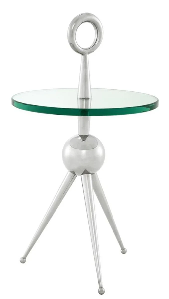 Side table in silver with glass top 40 x H. 72 cm - luxury hotel table