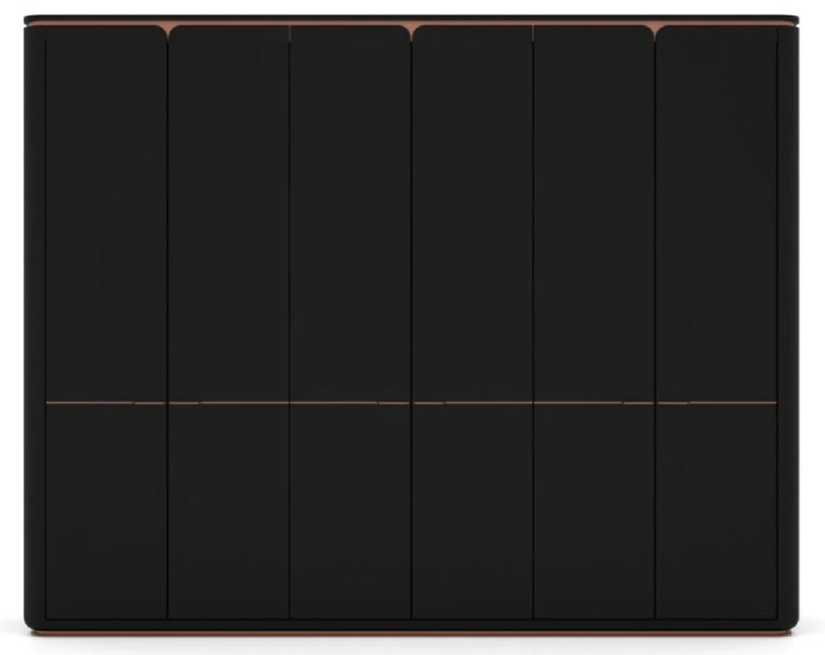 Luxury bedroom wardrobe black / copper 280 x 62 x H. 238 cm - Solid wood wardrobe with 6 doors - Bedroom furniture - Hotel furniture - Luxury furniture