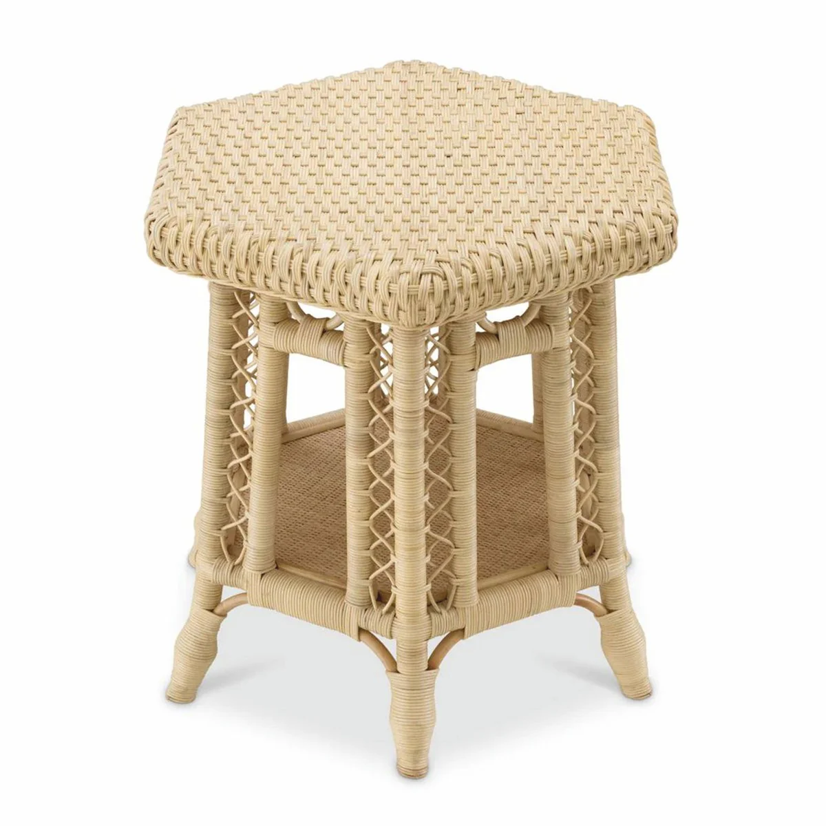 Luxury rattan side table natural colors 60 x 52 x H. 58 cm - luxury furniture
