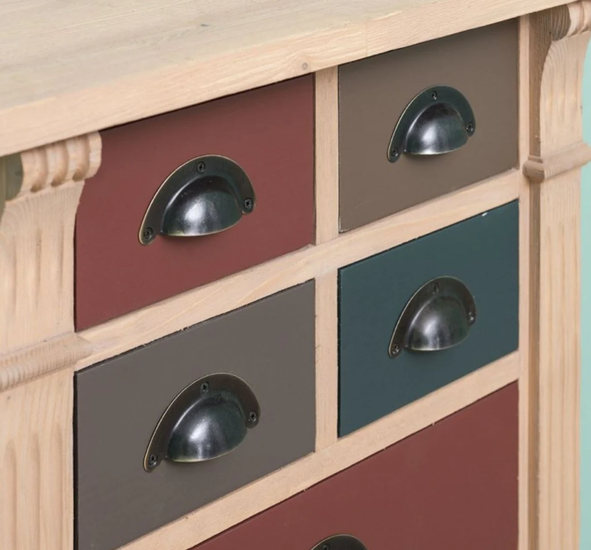 Country house style solid wood chest of drawers with 8 drawers natural color / multicolored 60 x 36 x H. 100 cm - country house style furniture