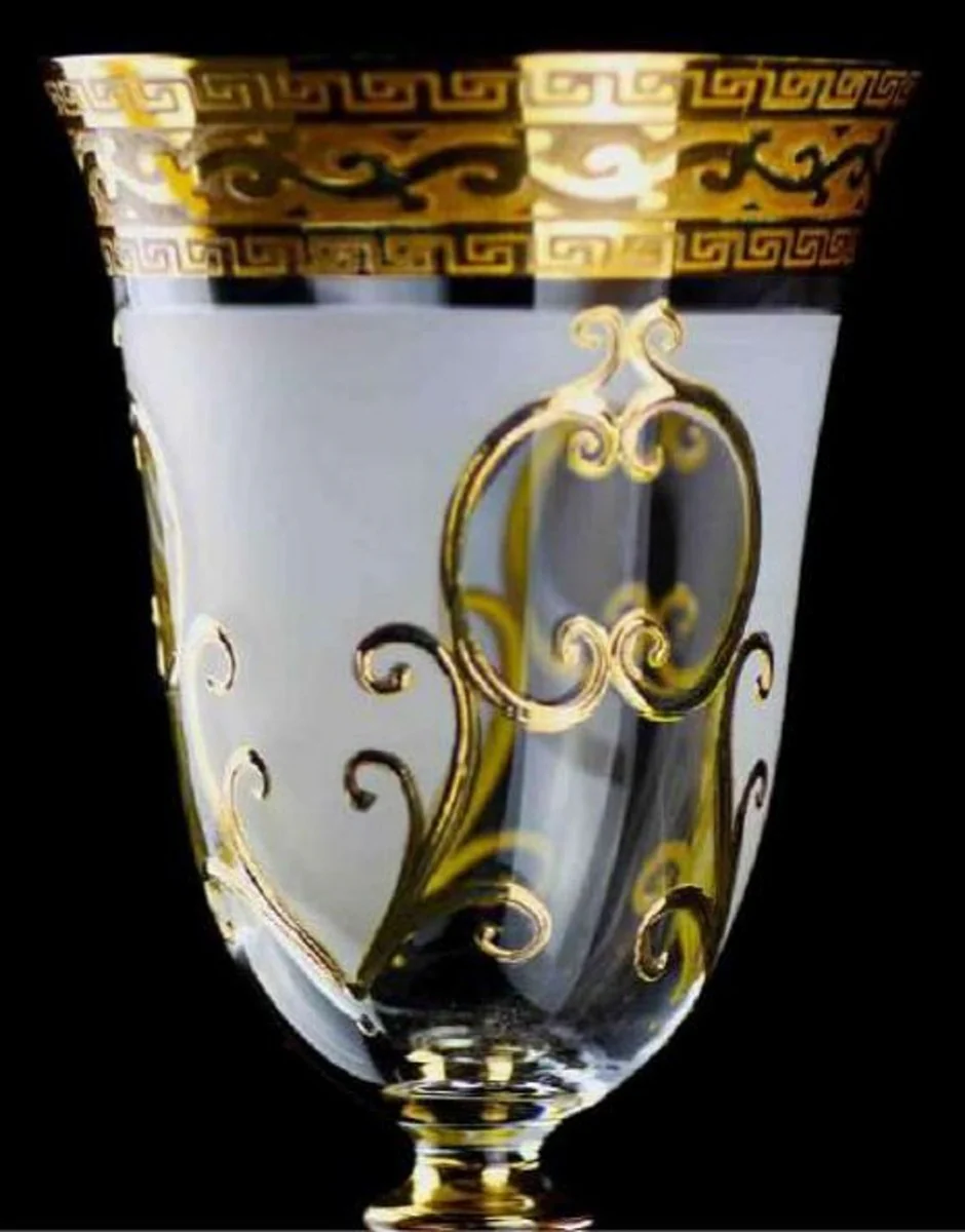 Luxury Baroque Liqueur Glass Set of 6 White / Gold Ø 5.5 x H. 17 cm - Handmade and hand-painted Liqueur Glasses - Hotel & Restaurant Accessories - Luxury Quality