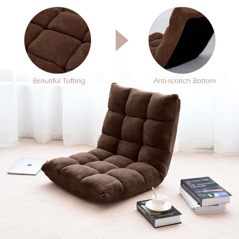 Memory Foam Floor Chair, 14-Position Adjustable Folding Gaming Sofa Chair with Back Support, Chaise Lounge Sofa Bed Recliner