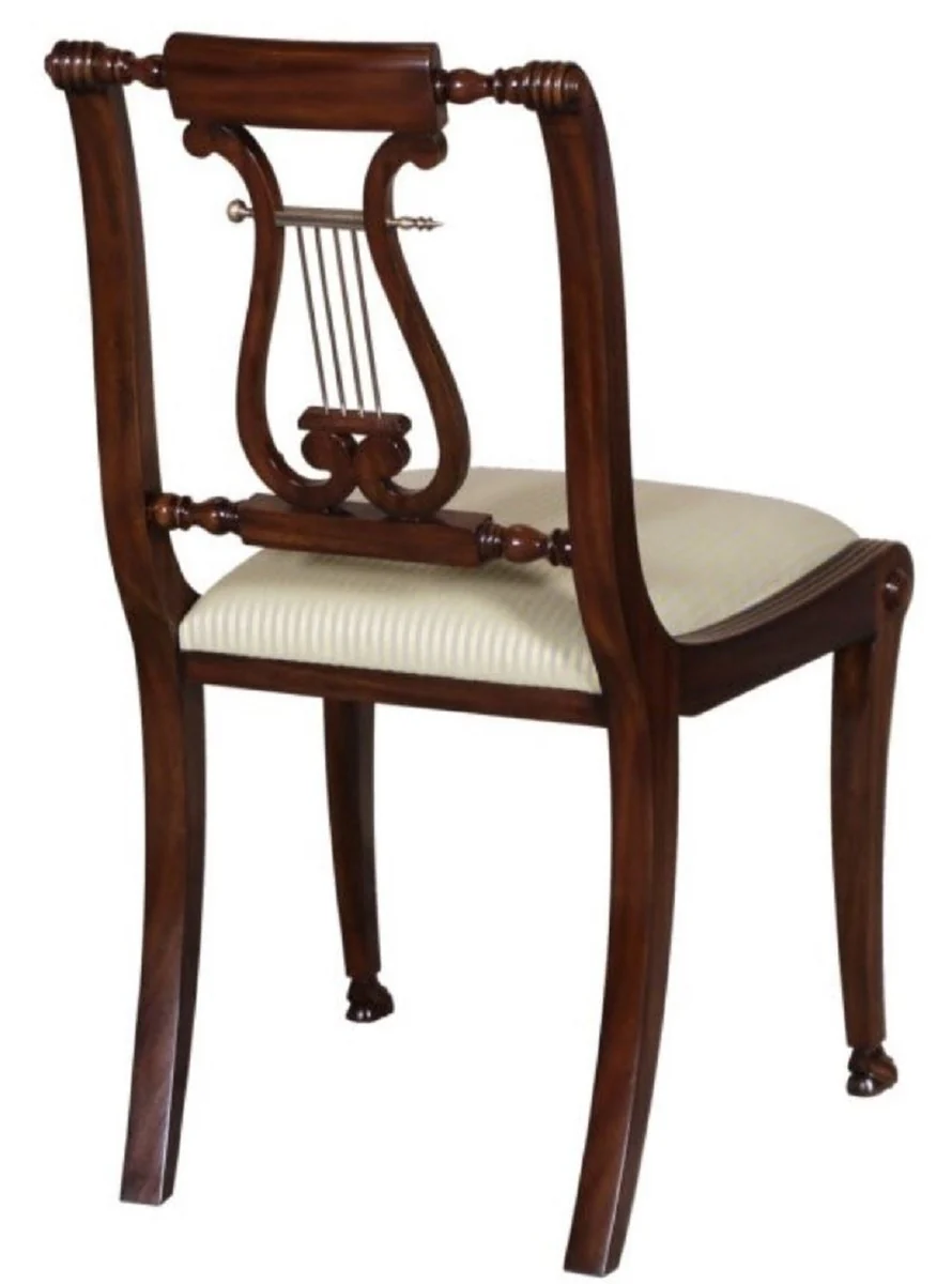 Luxury baroque dining room chair brown / gold 63 x 51 x H. 104 cm - dining room furniture