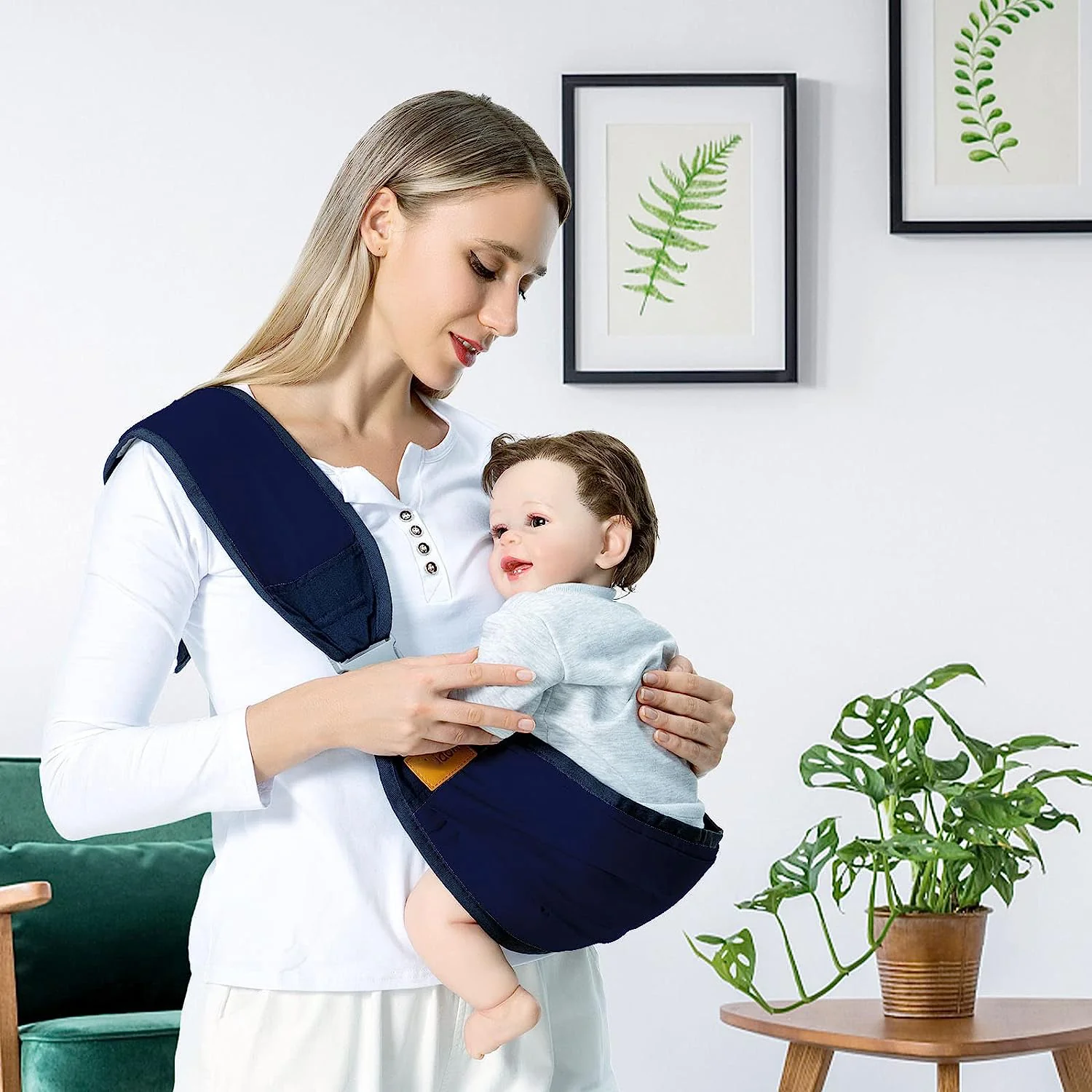 Babytrage für Neugeborene bis Kleinkinder, leichte Babytrage, Babytragetuch, Baby-Hüftsitztrage für Kleinkindertrage, Babyhaltertrage, Stilltrage, Tragkraft 3,6–20,3 kg, Grau