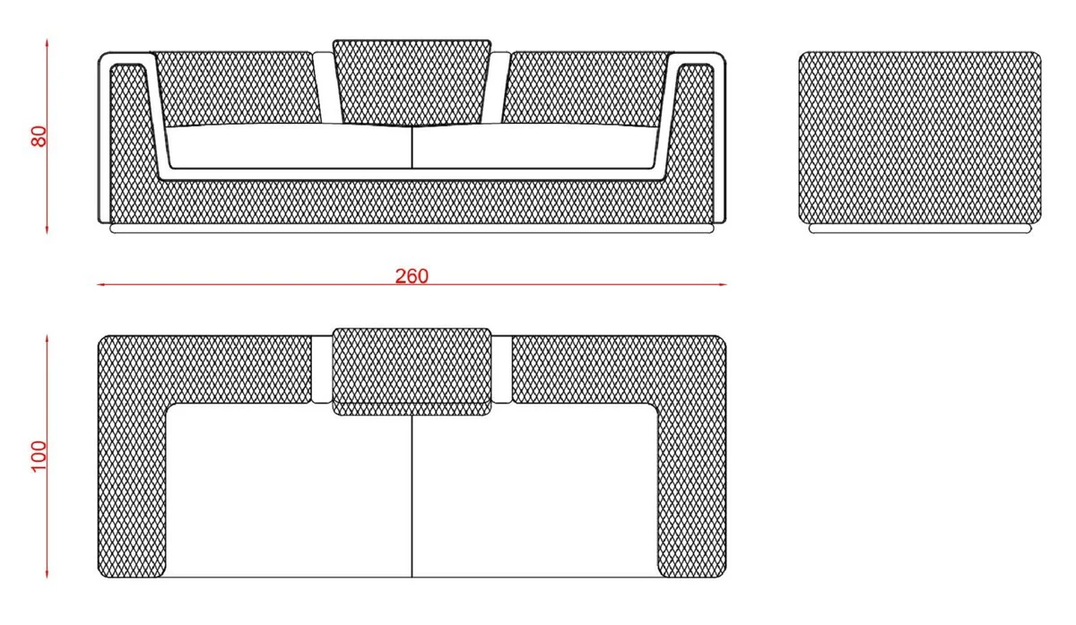 Luxury Living Room & Hotel Sofa Gray / Gold 260 cm