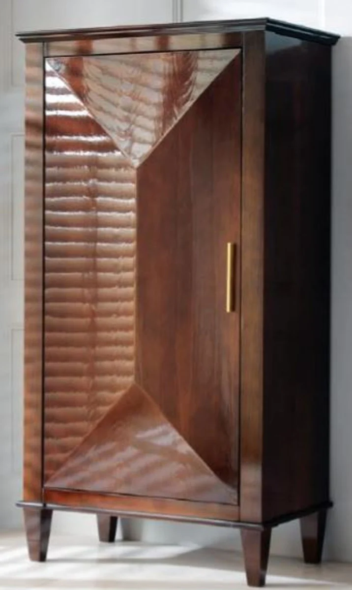 Luxury neoclassic solid wood cabinet brown / gold 79 x 45 x H. 147 cm - living room cabinet with door - living room furniture