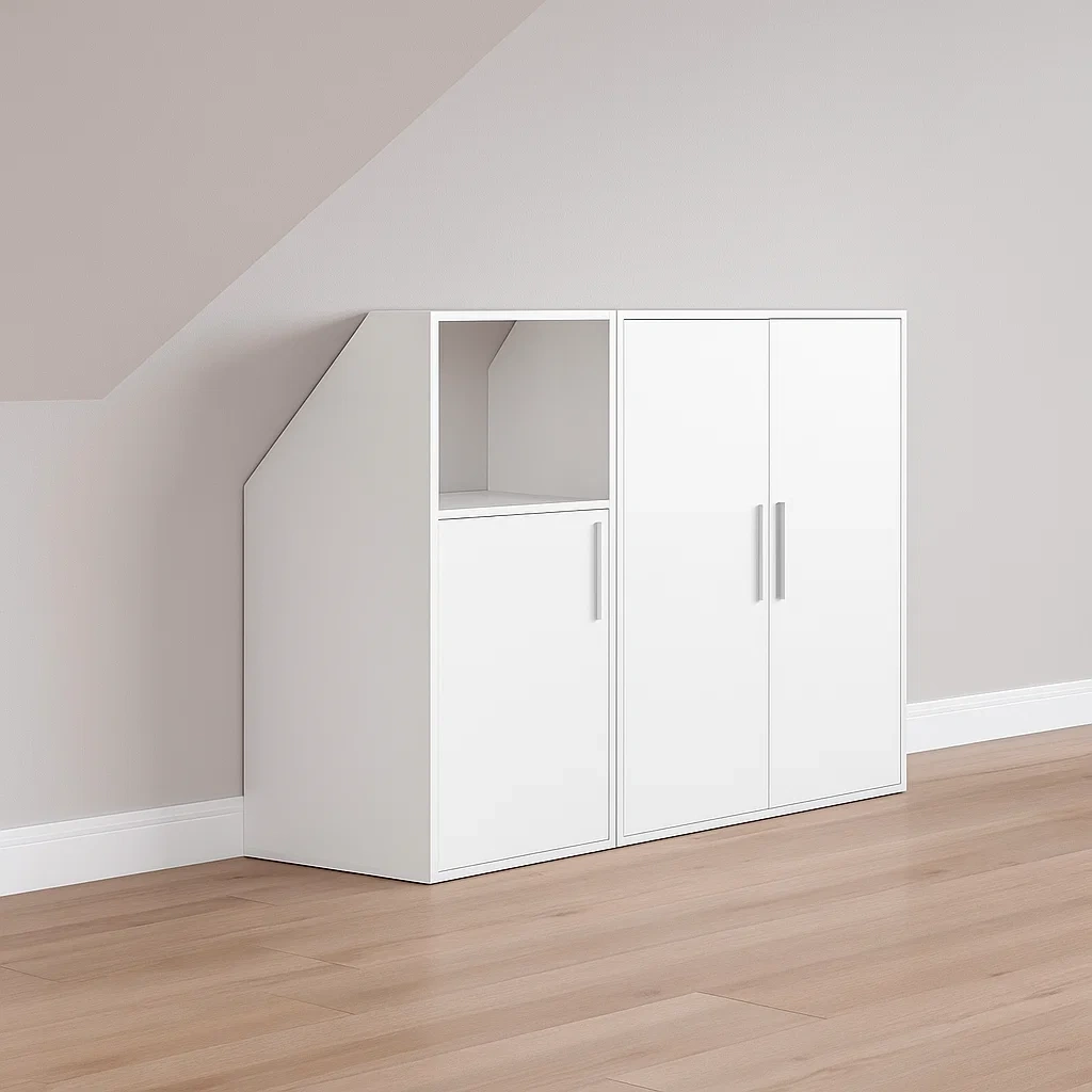 Weißes Melamin-Dachbodenregal für den Wohnbereich, 139,4 × 50 × 110 cm - Hz9XpBmesemR