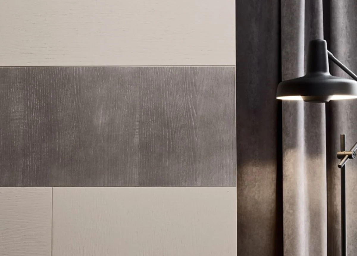 Luxury bedroom wardrobe cream / gray 295 x 68 x H. 250 cm - Solid wood wardrobe with 2 sliding doors - Luxury bedroom furniture