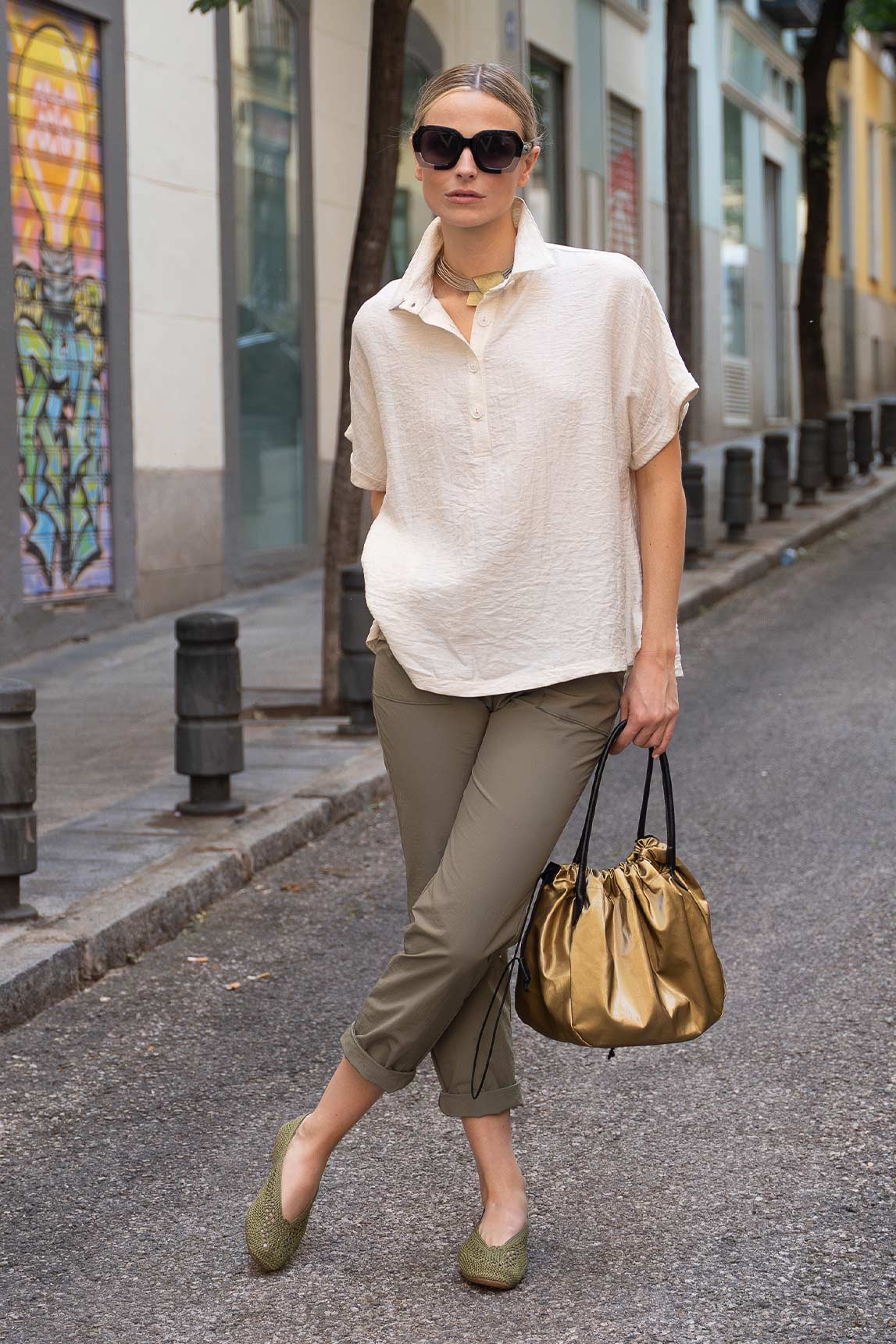 Rivera-Spain Ballerina Alejandra gehäkeltes Khaki