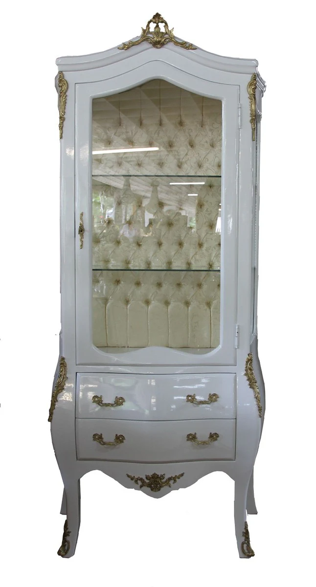 Baroque display cabinet white / gold - display cabinet - living room cabinet glass display cabinet