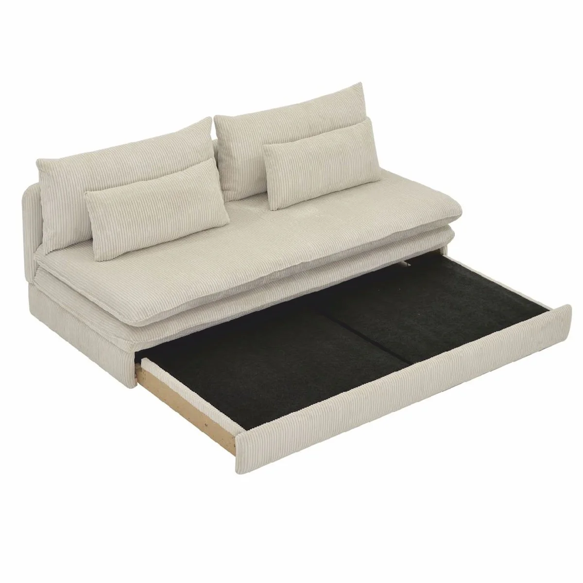 Sofa bed light beige 190 cm - fold-out living room sofa