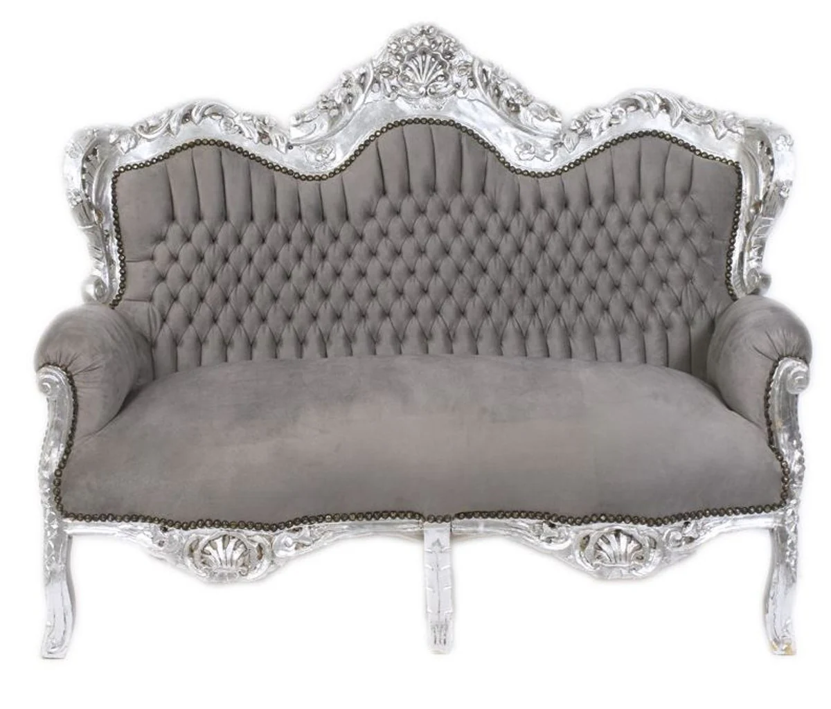 Baroque 2 Seater Sofa Master Gray / Silver - Furniture