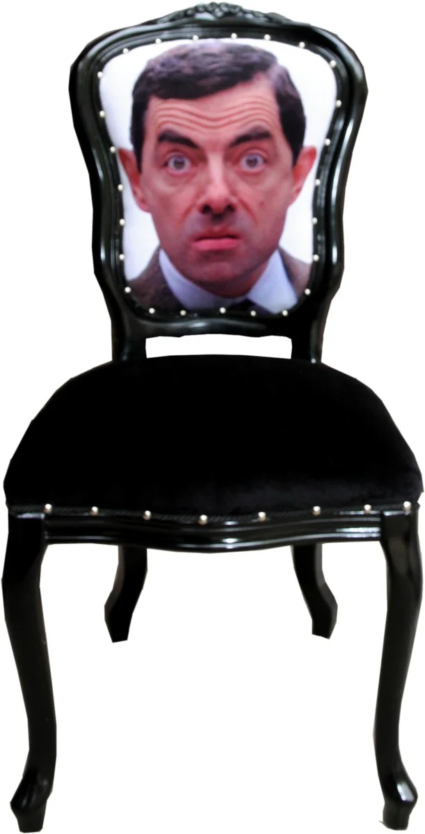 Baroque Luxury Dining Room Chair Caricature Design / Black - Designer Chair - Design Furniture