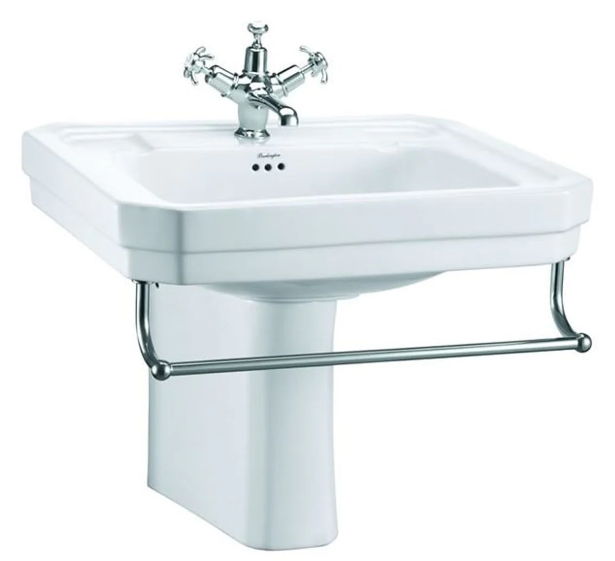 Luxury porcelain washbasin with half base and towel rail 61 x 51 x H. 50 cm