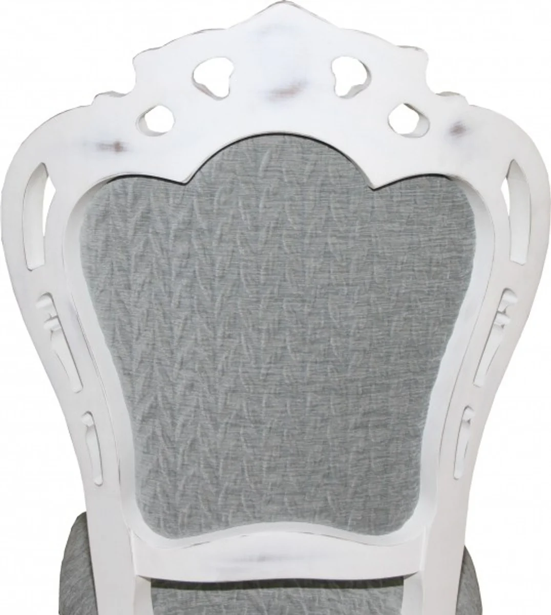 Baroque dining room chair without armrests gray / antique white - designer chair - luxury quality