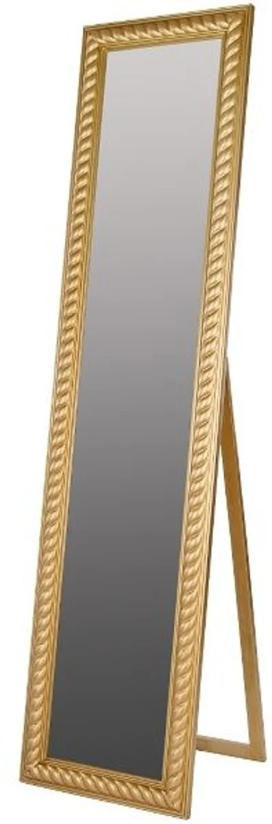 Baroque standing mirror gold with beautiful antique gold cord frame H. 180 cm - handmade